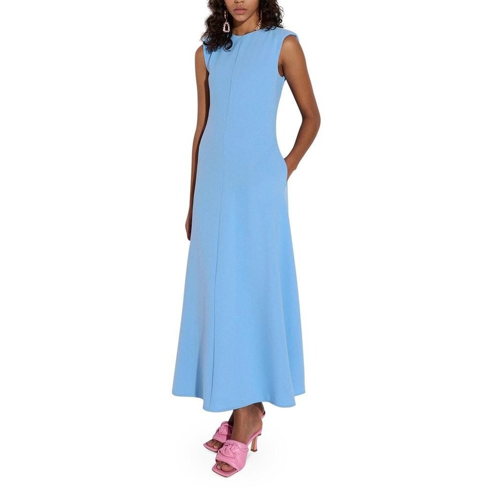 Essentiel Antwerp Blue Falila Sleeveless A Line Maxi Dress Size 38 US 8 Pockets